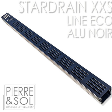 Caniveau XXS MINI L 6,5 cm Grille aluminium NOIR - StarDrain - LINE ECO - Caniveau de 100 cm