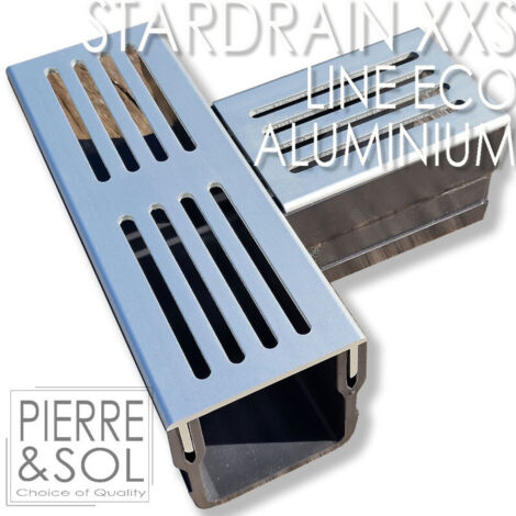 Caniveau XXS MINI L 6,5 cm Grille aluminium - StarDrain - LINE ECO -       Pièce en T
