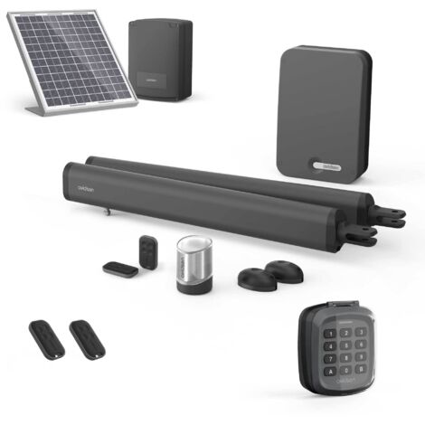 Motorisation solaire pour portail à battants + digicode - Moteur à vérins  - Teha 410