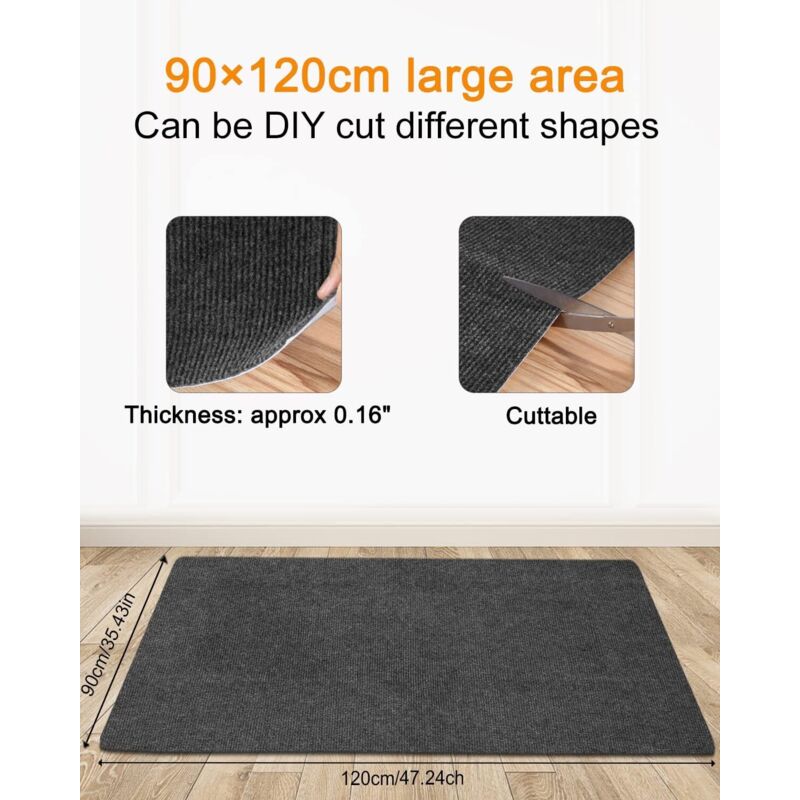 Vicwe Tapis Chaise Bureau 120x150cm Antidérapant - Protection Sol Gaming Pour Parquet Bois Dur Noir