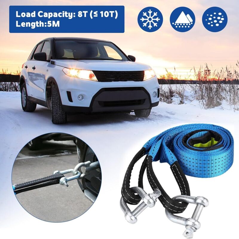 Sangle De Remorquage 4 Mètres – 5 Tonnes, Nylon Haute Résistance, Crochets à Sécurité, Jaune – Dépannage Auto, VTT, SUV, Camping, Urgence