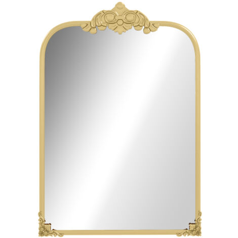 Miroir Mural 60 X 87 Cm, Miroir De Salle De Bain En Style Baroque Avec Cadre Métallique Décoratif Doré Pour Salon Et Chambre À Coucher (1/5)