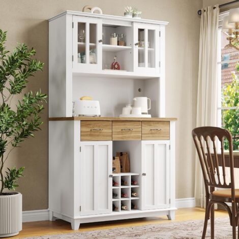 Buffet De Cuisine Avec Éclairage Led - Armoire Haute Buffet Avec Étagères Réglables - Buffet Avec Étagère à Vin 106 x 40 x 179,5 Cm (1/5)