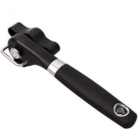 Ouvre-Boîte manuel de sécurité,ouvre-Boîte en acier inoxydable Conception ergonomique et antidérapante avec bord lisse,coupe sans arêtes vives,couvercle pouvant être remis en place (noir) GROOFOO (1/5)