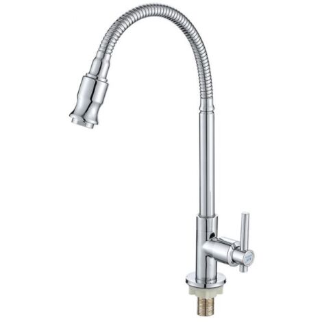 360 Rotatif Cuisine Bar Salle de Bains Robinet d'évier Simple Eau Froide Cou Flexible Salle de Lavage Jardin extérieur Robinet d'application (1/4)