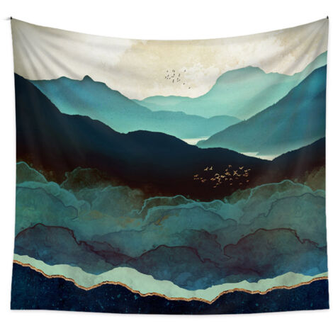 Tapisserie Murales, Tapisserie Tenture Murale Nature Paysage, Chaîne de Montagnes Ininterrompue De Décoration, Tissu D'Impression Rectangulaire Pour Salon Chambre À Coucher (1/5)