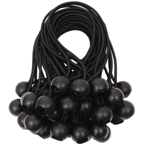 30 Pcs Tendeur Elastique Noir, Tendeur de Bache, Tendeur Elastique Boule pour Tentes, Bâches, Affiches, Camping, Tendeur en Caoutchouc 20CM (1/5)