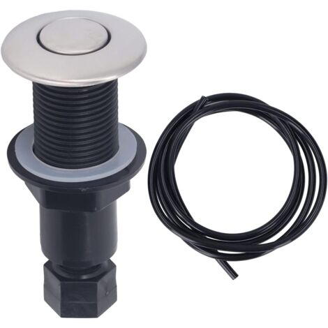 Interrupteur automatique bouton, Interrupteur d'air De 25 Mm avce Kit Tuyau Pneumatique, Bouton De Verrouillage Automatique, Kit De Tuyau d'air Pneumatique pour Broyeur De Déchets