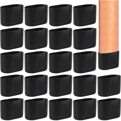 Embout de Chaise Noir, 24 Pcs Protections Pied de Chaise pour Protéger les Meubles et le Sol, Embout de Chaise Convient aux Pieds de Table en Plastique (15×30mm) (1/5)