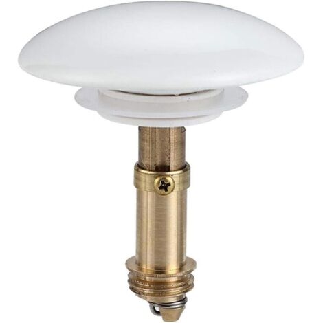 3 pcs Bouchon de vidange en cuivre,anti-fuite,filtre de vidange d'évier avec couvercle en céramique pour lavabo,évier de salle de bain (blanc + or,taille : 6,6 cm) GROOFOO (1/2)