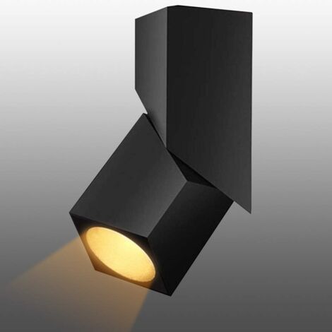 12W Plafonnier Spots LED Barre de Spots Orientable Spots de Plafond Industriel 355 Degrés Pivotant pour Interieur Bureau Salon Cuisine Salle,Lumière Blanc Chaud,Aluminium (Noir) (1/5)