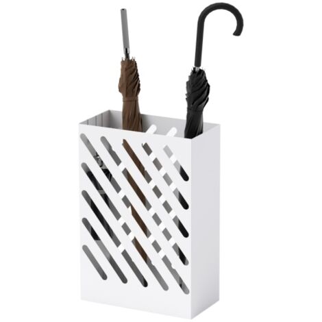 Porte-Parapluie Avec 4 Crochets, en Métal Antirouille, Motif Évidé, Élément Décoratif Pour Couloir et Entrée, Blanc (1/5)