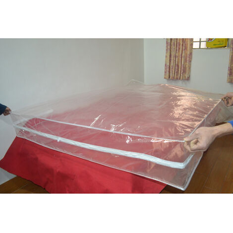 Housse de Protection en Plastique pour Matelas avec Zip Pratique, Sac de Rangement Imperméable et Résistant aux Déchirures pour Déménagement, Stockage & Transport(150x200x25cm)