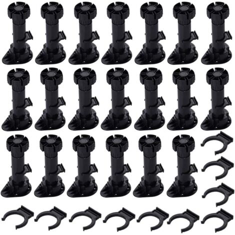 20 pieds Pieds D'Armoire Plastique, Pied Meuble, Pieds Réglables pour Cuisine, Plus Épais Pieds Meuble Réglables en Plastique avec Clip Fixation Base, pour Armoire et Canapé (60mm-80mm) (1/4)