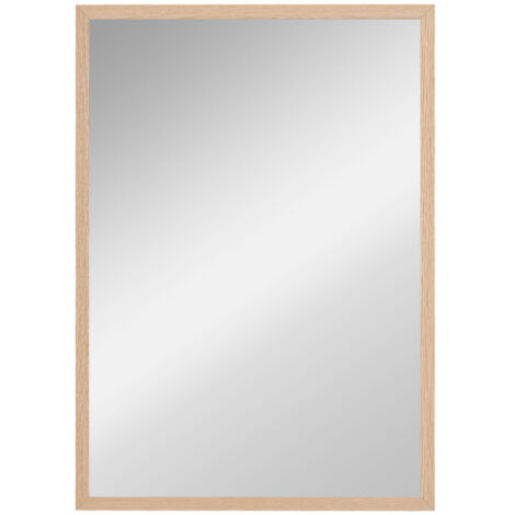 Miroir Mural rectangulaire 50 x 70 cm, Cadre en Bois, idéal pour la Salle de Bain, Salon ou Chambre, Naturel (1/5)