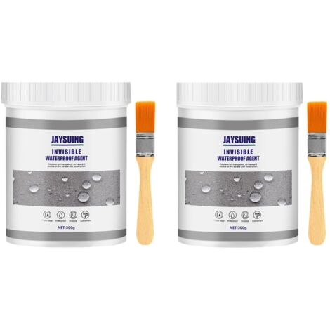 Lot de 2 flacons de revêtement imperméable transparent de 300 g - Émulsion de mastic isolant invisible - Pour salle de bain, toilettes, carrelage, murs, toit (1/5)