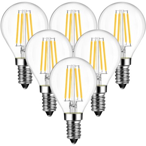 Lampe à LED E14 en forme de goutte 4W ampoules à filament fil blanc chaud 2700K,lampe à LED P45 40W,470lm,non dimmable,pack de 6 [classe énergétique A ++] (1/5)