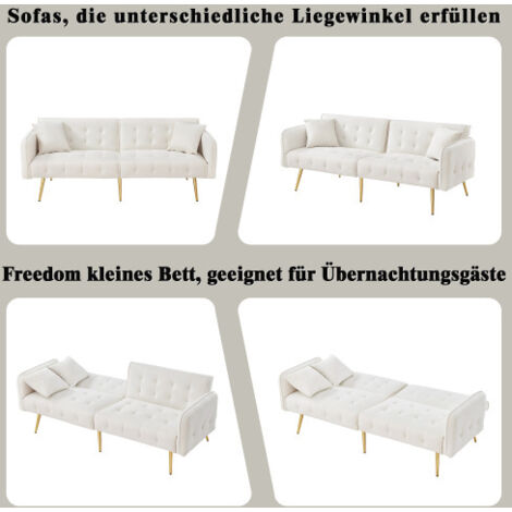Canapé convertible 3/4 places en velours côtelé orange écureuil, matelas 10 cm Julian | Maisons du Monde