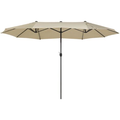 Beliani – Parasol droit double 460x270 cm – Toile polyester beige UPF 30+ – Mât aluminium 48mm – Résistance au vent 25 km/h (1/5)
