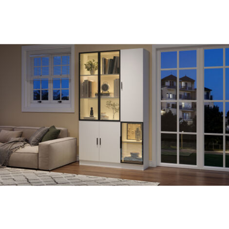 DRIPEX Vitrine avec éclairage LED,Vitrine brillante avec deux portes et