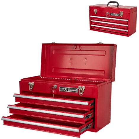 Servante d'atelier roulante en acier antirouille – 51,8 cm – 3 tiroirs avec glissières à billes – Doublure EVA pour protection outils
