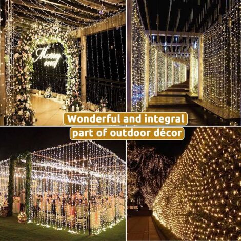 Zorela 600 LED 6 x 3 m rideau lumineux de Noël extérieur intérieur extensible lumières de Noël imperméable avec 8 modes rideau lumineux extérieur rideau de lumières pour Noël, jardin et mariage