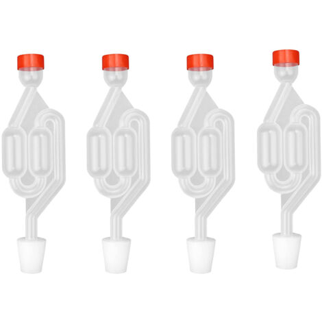 GROOFOO 4 Pcs Tubes de Fermentation, Barboteur avec Bouchons en Caoutchouc,Airlock Bubbler Convient pour Brasser de la Bière, du vin, Faire Fermenter des Cornichons (1/5)