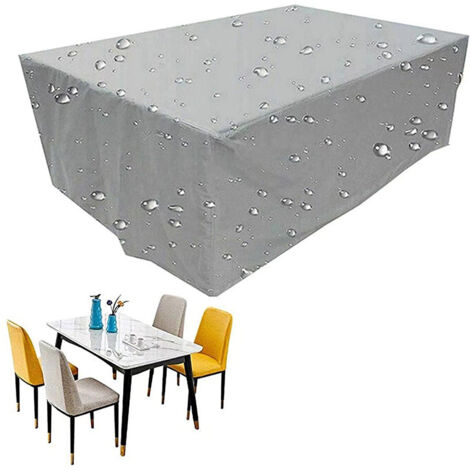 Housse Salon de Jardin 210D Oxford Tissu Housse de Protection pour Mobilier Housse de Table de Jardin Imperméable Bâche de Protection avec Corde Argent 255x130x80cm (1/5)