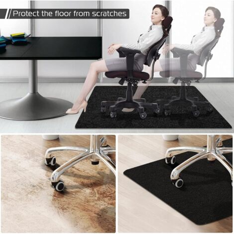 Tapis Chaise Bureau 120x150cm Antidérapant - Protection Sol Gaming Noir | Vicwe