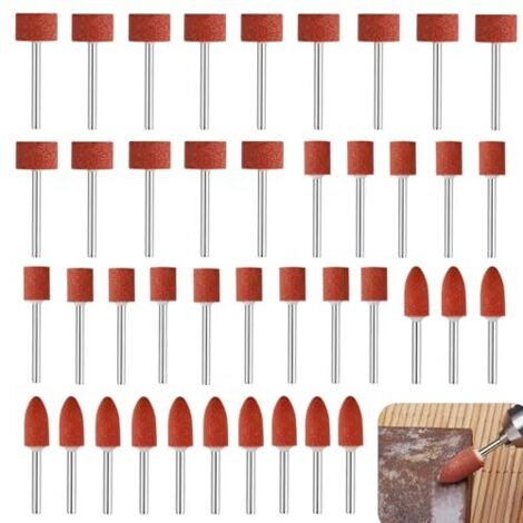 42Pcs Meules en Oxyde d'Aluminium Mèches de Ponçage pour Dremel, Meule Abrasive avec Tige de 1/8" pour Qutil Rotatif, Mèches de Ponçage pour Polissage Ébarbage Métaux, Meulage