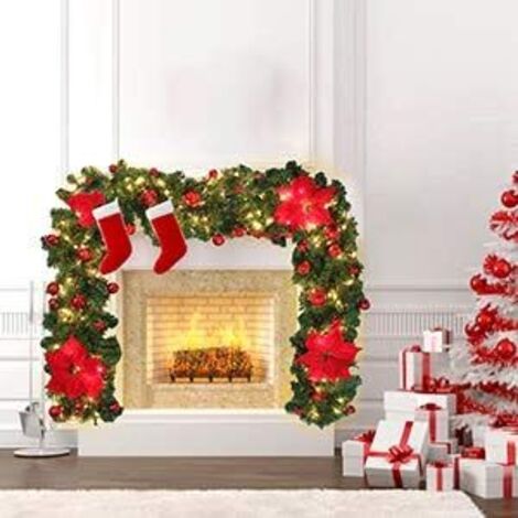 Guirlande De Noël Lumineuse LED 2,7 M - Avec Baies, Boules Et Pommes De Pin, à Piles, Pour Intérieur/Extérieur