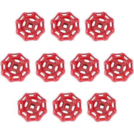 Vanne Volant Fer Vanne à Bille Vanne D'arrêt Robinet Tuyau D'eau Partie Supérieure Poignée 6x6mm (Rouge)-10PCS (1/5)