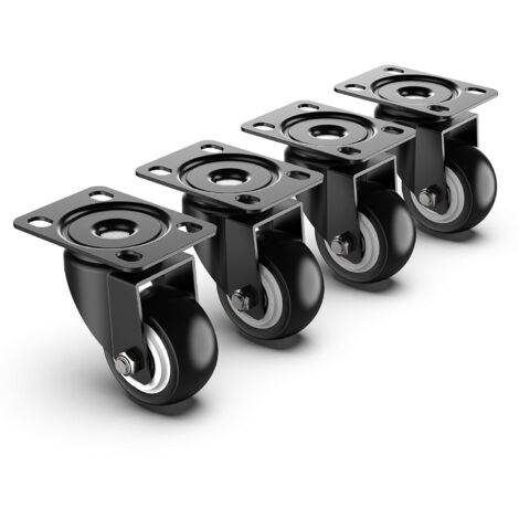 GROOFOO 4 Roulettes Pivotantes Pour Meubles sans Frein Jusqu'à 200KG - Roulette Sans Traces au Sol pour Charge Lourde - Roue en Caoutchouc pour Chariot - Noir (1/5)