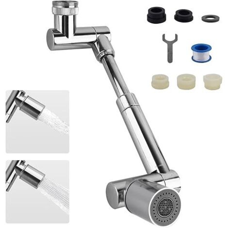 Universelle 1440° Prolongateur de Robinet, 2 Modes de Sortie d'Eau Robinet de Cuisine Multifonction Filtre Anti-Projections Rallonge de Robinet Pivotant pour Lavabo de Salle de Bains (1/5)