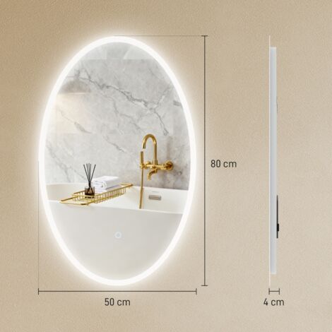 Miroir Salle De Bain Avec Éclairage LED Et Anti-Buée 70x50 Cm Taif Selectionnable Chaud Neutre Froid 120 Selectionnable Chaud Neutre Froid 120 71456786