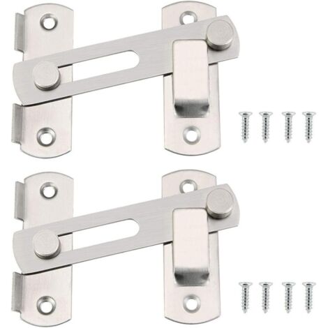 2 PCS Loquets de Porte en Acier Inoxydable avec Vis Loquet de Porte Coulissante 10×7CM Boulon Verrou du Loquet de Porte pour Cabine,Porte,Armoire,Tiroir GROOFOO (1/5)