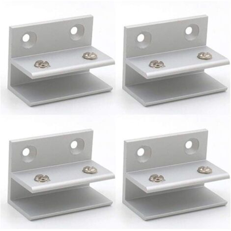 AIDUCHO Lot De 4 Pinces À Verre En Forme De F, Support Mural, Pinces De Douche, Étagère, Panneaux De Serrage 10–12 Mm