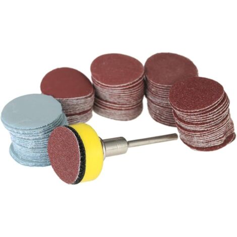 100PCS 25mm 1" Disque de Ponçage disque 100-3000 Papier de Grain avec 1inch Plaque de Tampon Abrasif Polonais + 1/8" Tige pour Outil Rotatif Dremel GROOFOO (1/5)