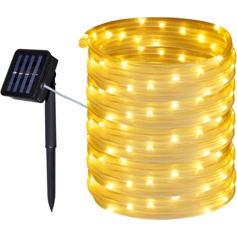 Guirlande Solaire Extérieure de Tuyau,12M 100 LED Guirlande Lumineuse Solaire Etanche,8 modes d'éclairage Lampe Décoratives pour Jardin,Patio,Clture,Anniversaire,Mariage (Blanc Chaud) (1/5)