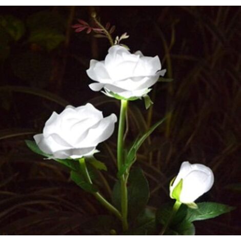 Lumiere Solaire Exterieur, Lampe Solaire De Jardin, Lumières De Fleurs, Lampe De Paysage De Jardin Imperméable, Simulation Solaire À LED Fleur De La Fleur Rose, Lampe De Pelouse Extérieure(Blanc 1pièc (1/5)