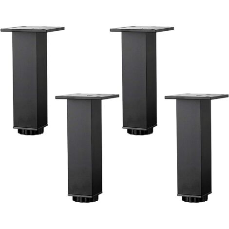 YIDOMDE Pieds de Meubles en Alliage D'aluminium Réglables en Hauteur,Pieds de Table Basse de Canapé,Pieds D'armoire de Salle de Bain de Lavabo,5-40cm,Noir Mat,avec Vis,4 Pièces (15cm/5.9in)