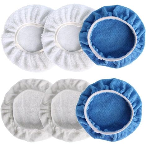 Lot de 6 chiffons de polissage pour voiture 220 mm - 250 mm,disques de polissage,peaux à polir,machine à polir pour voiture (2 x microfibre - 2 x revêtements - 2 x laine) GROOFOO (1/5)