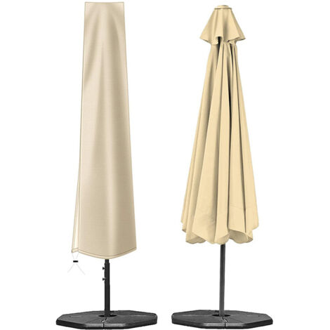 AIDUCHO Couverture De Parasol, Housse De Parasol Double Couche Imperméable Anti-Uv Robuste En Tissu Oxford 210d Housse Protection Pour Parasol  (190x30x50cm) Beige (1/4)