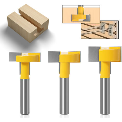 AIDUCHO Lot De 3 T-Track Routeur À Rainure 8mm En T Forme Routeur Bits Coupe Du Lame Jaune (1/5)