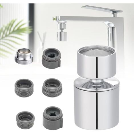 AIDUCHO Aérateur De Robinet,360 °Pivotant Mousseur Filtre Robinet Avec 2 Modes De Pulvérisation Anti-Éclaboussures Détartrage Accessoires Pour Évier De Cuisine De Salle De Bain, Économie D'eau-Fm22 (1/5)