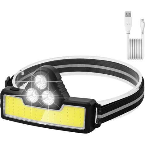 GROOFOO Lampe Frontale LED Rechargeable COB Frontale Lampe,3 Modes d'Eclairage,IPX4 Imperméable Torche Frontale pour Cyclisme,Pêche,Course,Camping [Classe énergétique A++] (1/5)