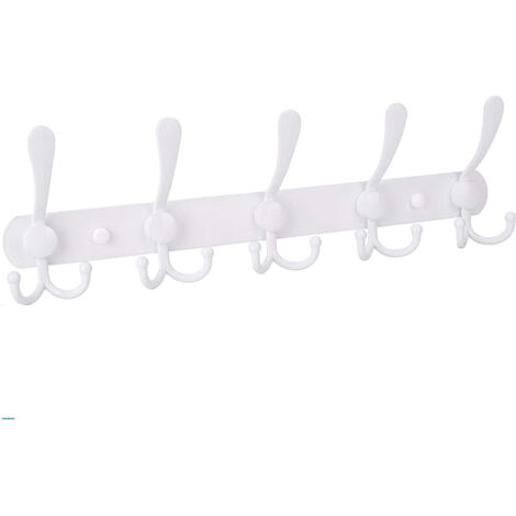 Porte Manteau Mural,Patère à Crochets Murale,Portemanteau Porte-Serviettes en Acier Inoxydable pour Chambre Vestibule Salle de Bain Bureau Vêtements Chapeau （Blanc） GROOFOO (1/5)