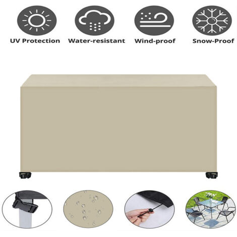 ZXPASRA Housse Salon de Jardin, 420D Housse de Meuble Oxford Tissu Meuble de Jardin de Étanche, Housse de table de jardin imperméable avec quatre boucles coupe-vent(152x104x74cm)beige (1/4)