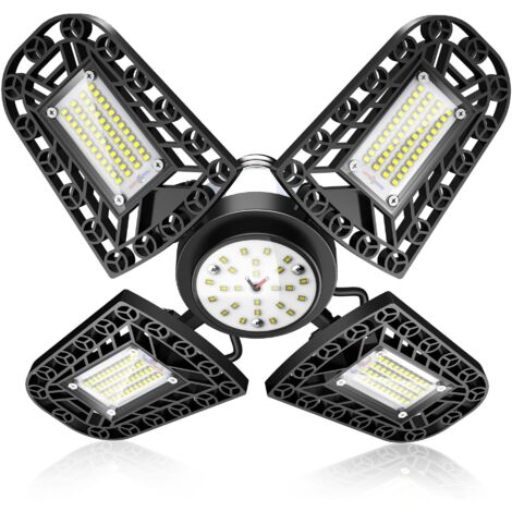 Lampes de garage à LED,120W éclairage d'atelier E27 E26 11200Lm avec quatre panneaux réglables,éclairage de plafond LED pour garage,entrept,atelier,sous-sol,salle de sport,cuisine (1/5)