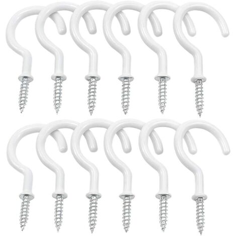 12 pièces Crochets à Visser Plafond Vis Crochet en Vinyle Crochets Muraux de Plafond pour Usage D'intérieur et de Plein Air(Blanc) GROOFOO (1/5)